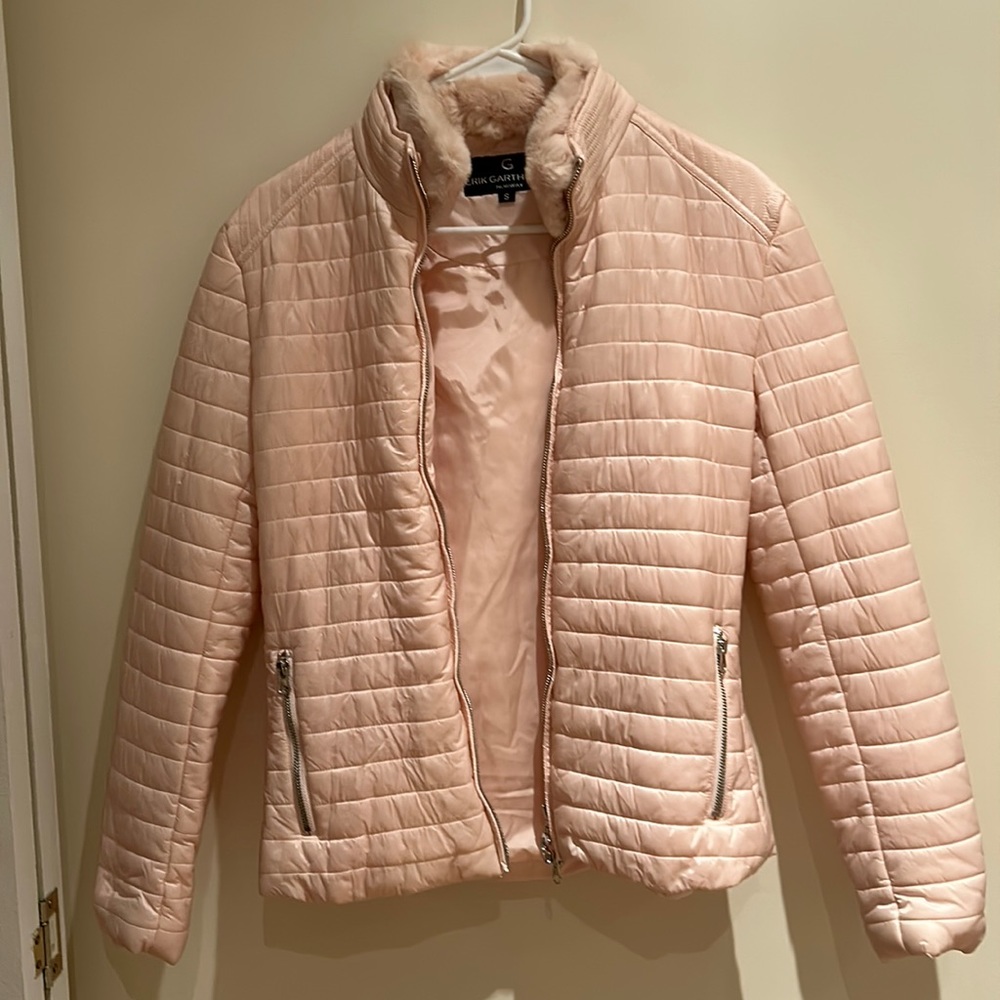 Jacket with removable rabbit fur lined collar